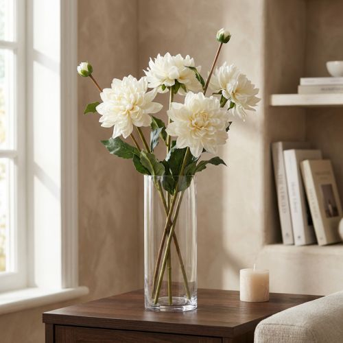 Umelý kvet Dahlia White Umelý kvet s púčikom V57cm | Floristik24.sk