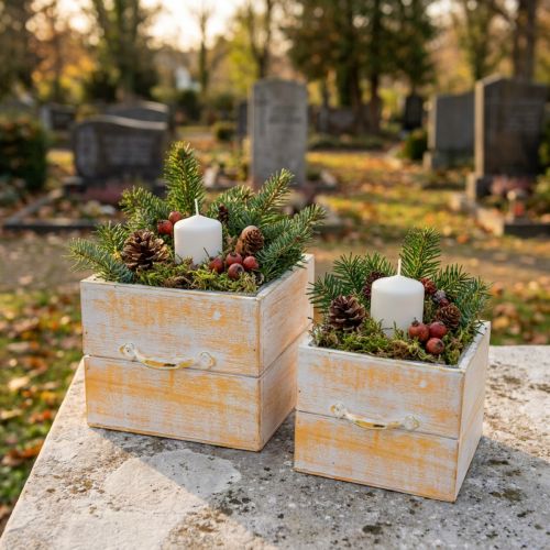 Článok Zásuvka na rastliny s rukoväťou oranžovo biele drevo 12/15 cm sada 2 ks