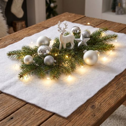 Dekorácia snehová pokrývka sneh v bielej farbe zimná dekorácia 240×90cm | Floristik24.sk