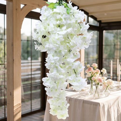 Konár z čerešňového kvetu s 5 konármi biely umelý 75cm | Floristik24.sk