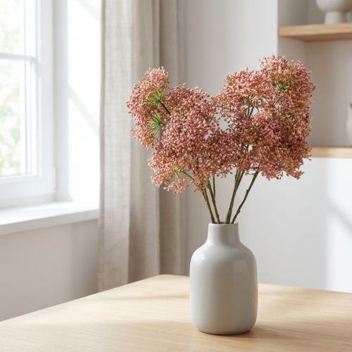 Bazový konár umelý ružový kvet 52cm 4ks | Floristik24.sk