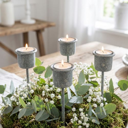 Zásuvný svietnik Shabby Chic sivý Ø3cm V8,5cm 8 ks | Floristik24.sk