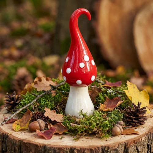 Deco Muškátová keramika Deco Mushroom Červená Biela Ø6,5cm V21cm | Floristik24.sk