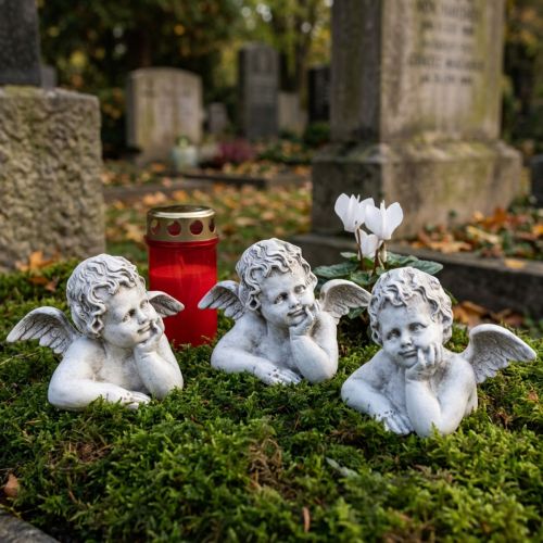 Dekoračná postavička anjelika polyresinová výzdoba hrobu sivá biela V6cm 3 kusy | Floristik24.sk