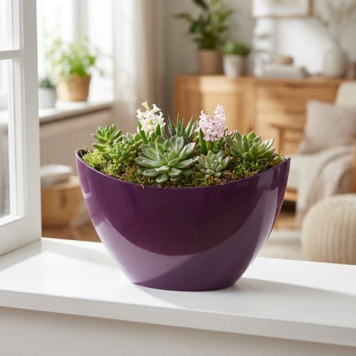 Dekoračná miska na rastlinu lodičky fialová 20×9cm V12cm | Floristik24.sk