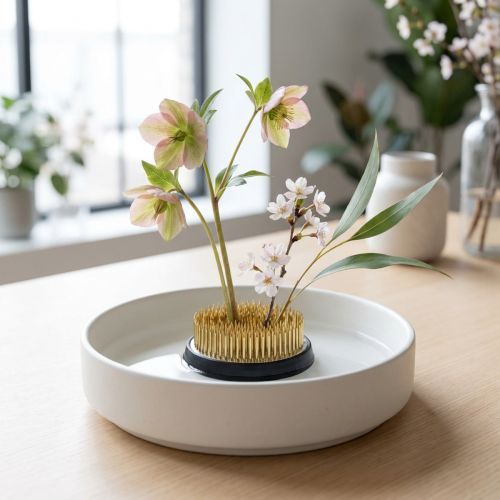 Ježko, Kenzan, Ikebana, strieborný kovový aranžérsky podstavec, okrúhly Ø5cm | Floristik24.sk