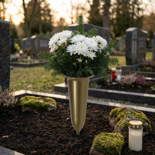 Náhrobná váza zlatá 28,5cm | Floristik24.sk