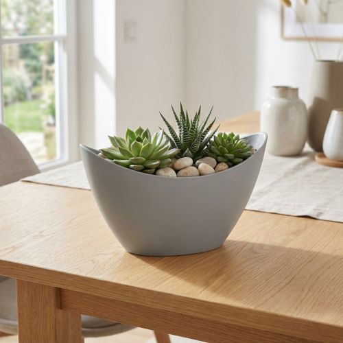Dekoračná miska plastová šedá 20cm x 9cm H11,5cm 1 kus | Floristik24.sk