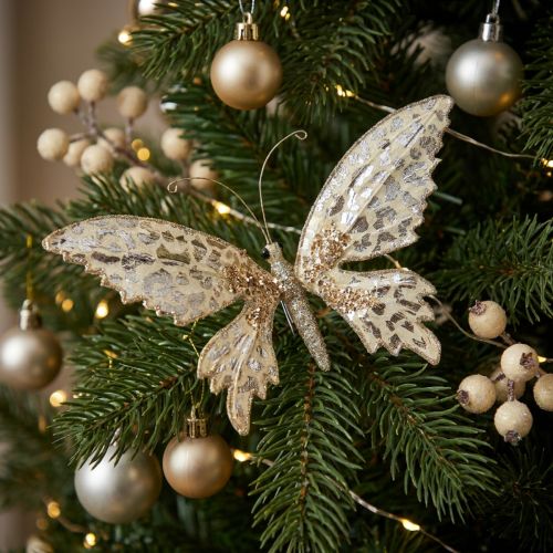 Článok Motýlik na strihanie, ozdoba na stromček, adventná, svadobná dekorácia, dekoračná spona d16cm š13cm