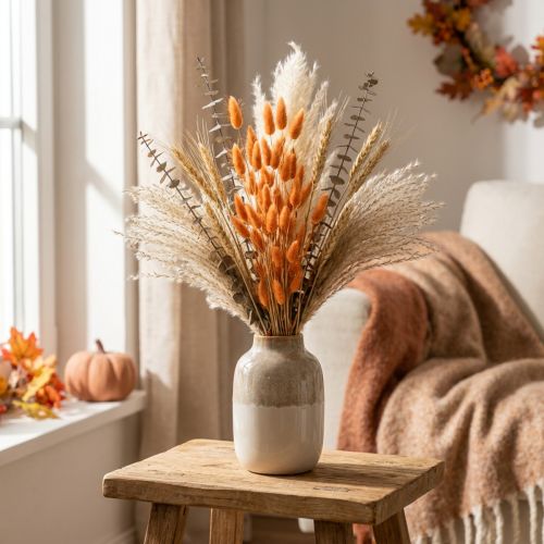 Lagurus sušená tráva z králičieho chvosta, marhuľové dekoratívne sušené kvety 55-60 cm 50 g | Floristik24.sk