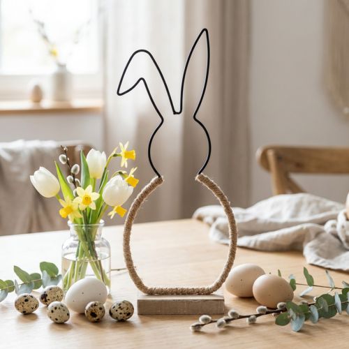 Veľkonočný zajačik dekorácia na stôl Veľkonočná drôtená boho dekorácia zajačik 32cm | Floristik24.sk