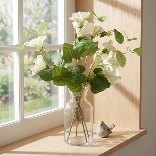 Umelý sladký hrášok, záhradné kvety, biely, 85 cm | Floristik24.sk
