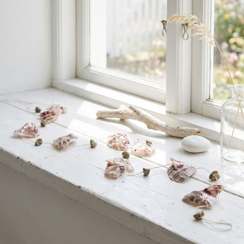 Mušľová girlanda s kamienkami príroda 100cm | Floristik24.sk