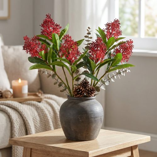 Umelé kvety Skimmia japonica červená Skimmia 45cm 2ks | Floristik24.sk