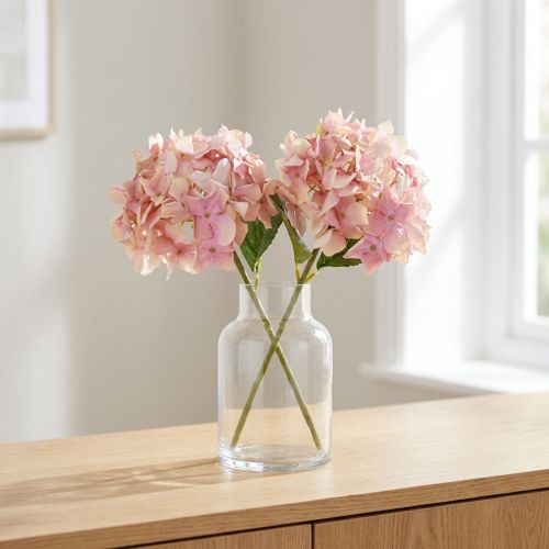 Elegantná umelá hortenzia v pastelovej ružovej 58cm 2ks | Floristik24.sk