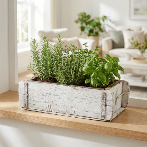 Tvar tehla, tehlová krabica, drevená krabica s kovovým kovaním starožitná povrchová úprava, biela umývaná L32cm V9cm | Floristik24.sk