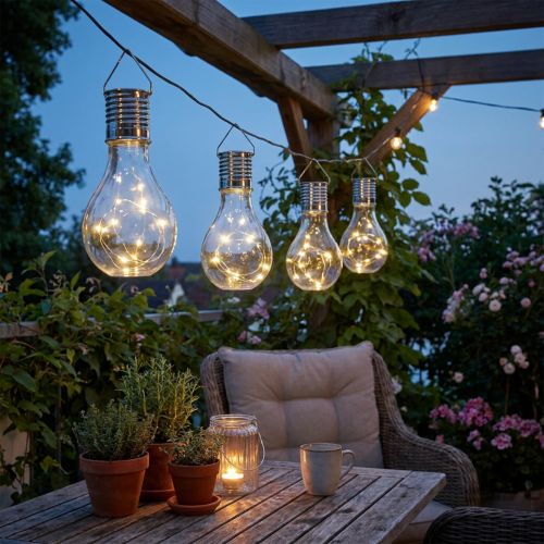 Záhradná dekorácia solárna LED žiarovka teplá biela H15cm 5 ks | Floristik24.sk