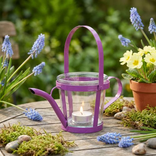 Lucerna sklenená dekoračná kanva kovová ružová Ø14cm V13cm | Floristik24.sk