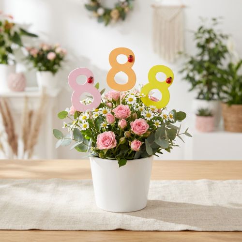 Článok Jubilejné číslo "8" farebná zátka s číslami drevená 7,5cm 16 kusov