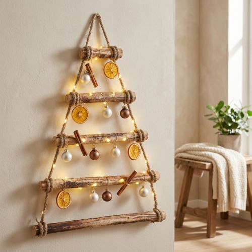 Nástenná dekorácia vianočný stromček drevená boho dekorácia flambovaná 50×65cm | Floristik24.sk