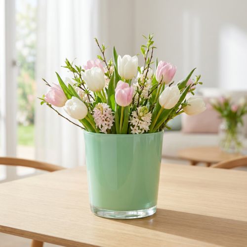Sklenený hrniec Ø11,5cm H10,8cm mätovozelený | Floristik24.sk