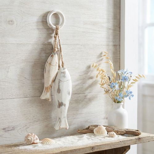 Ryba z mangového dreva na zavesenie Shabby Chic 19,5/15,5/10cm | Floristik24.sk