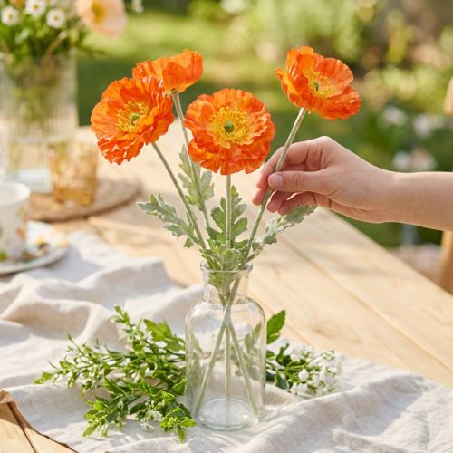 Umelé vlčie maky letné kvety oranžové Ø7cm L78cm 3ks | Floristik24.sk