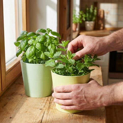 Papierový kvetináč, kvetináč, kvetináč na bylinky modrý/zelený Ø15cm V13cm 4ks | Floristik24.sk