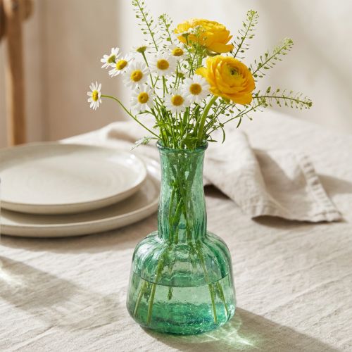 Mini sklenená váza váza na kvety zelená Ø8,5cm V15cm | Floristik24.sk