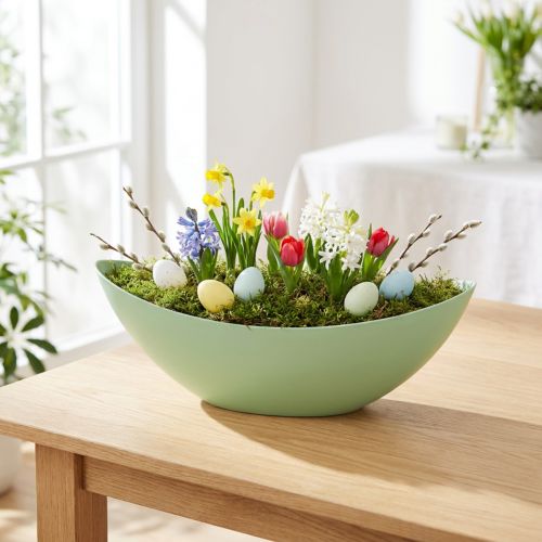 Deco miska miska na rastliny pastelovo zelená 39cm x 12cm V13cm | Floristik24.sk