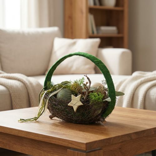Ozdobný prsteň jutová dekoračná slučka zelená tmavozelená 4cm Ø30cm 2ks | Floristik24.sk