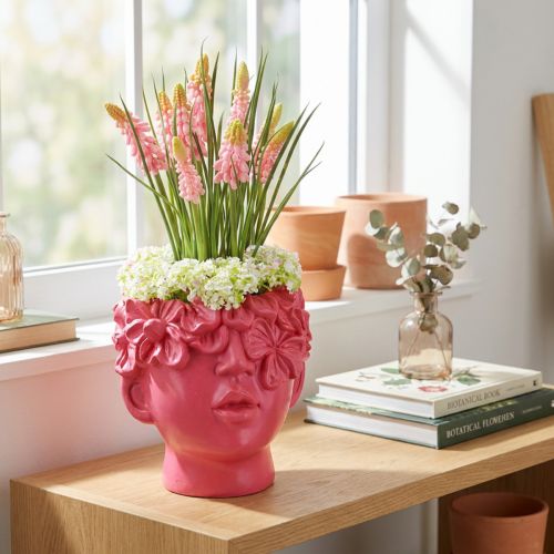 Plant Head Polyresin Bust Planter Pink 13,5×13×14cm | Floristik24.sk