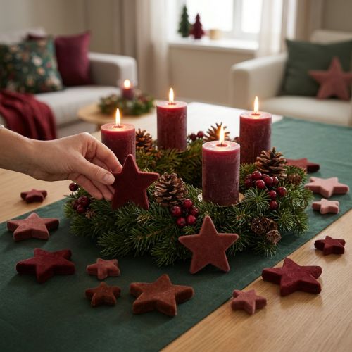 Dekoratívne hviezdy vločkové rozptyľovacie dekorácie bordovo hnedé Ø4/5cm 40 ks | Floristik24.sk