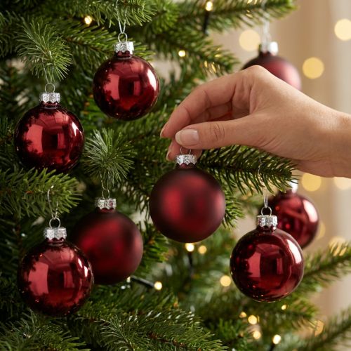 Vianočná guľa sklenená Ø6cm Bordeaux 24 ks | Floristik24.sk