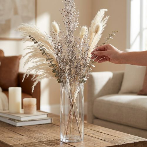 Deco vetvička červená biela umytá 64cm Umelá rastlina ako skutočná! | Floristik24.sk