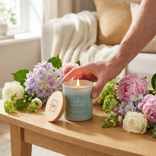 Vonná sviečka v pohári Camila White Musk Ø7,5cm V8cm | Floristik24.sk