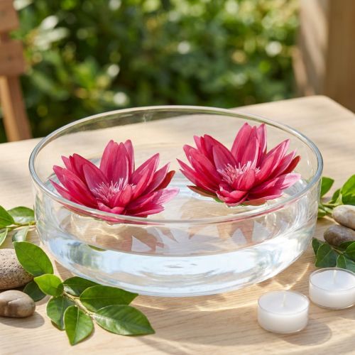 Umelá stolová dekorácia plávajúceho lekna fuchsia Ø15cm 2 ks | Floristik24.sk