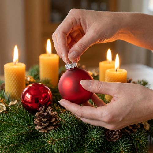 Vianočná guľa Ø4cm červená lesklá/matná 24 ks | Floristik24.sk