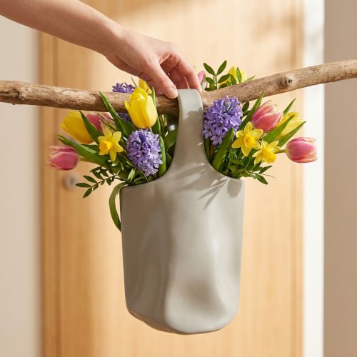 Dekoračná váza keramická taška Shopper Grey 19×4,5×33cm | Floristik24.sk