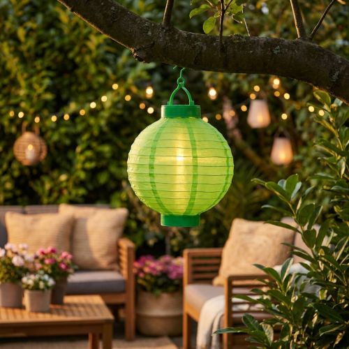 Lampion LED so solárnym 20cm zeleným | Floristik24.sk