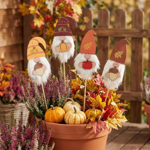 Článok Garden Stakes Gnome jesenná dekorácia Drevo Assort 39cm 8 ks