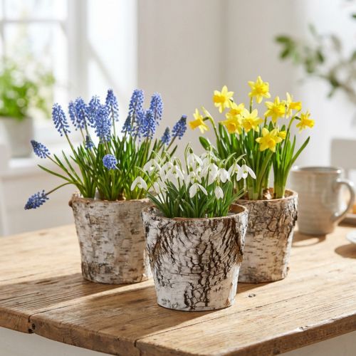 Brezový kvetináč malý kvetináč breza biela Ø10cm V8,5cm 6 ks | Floristik24.sk