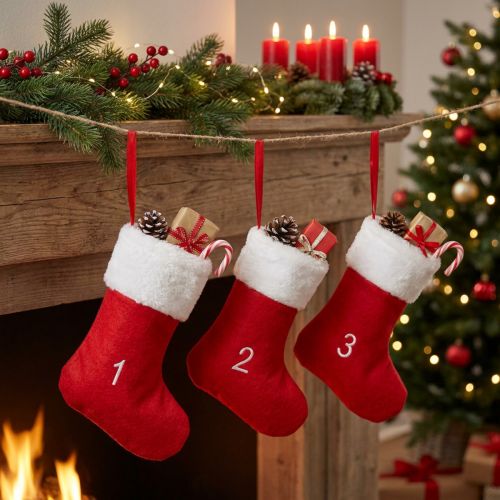 Adventný kalendár na výplň do čižiem filc červený biely 155cm | Floristik24.sk
