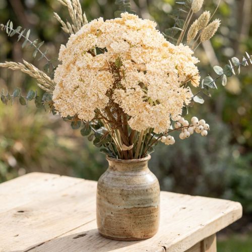 Umelý krémový rebríček, umelé kvety rebríčka 30 cm, 6 ks | Floristik24.sk