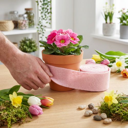 Plsťová stuha ružová stuha na kvetináče vlnená stuha vlnená plsť Š15cm D5m | Floristik24.sk