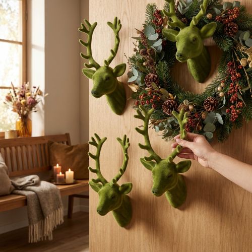 Dekoratívna hlava jeleňa mechová 10cm x 20cm 3 ks | Floristik24.sk