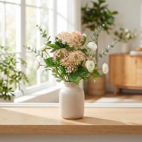 Guľový krík zelený ružový biely umelý 49cm | Floristik24.sk