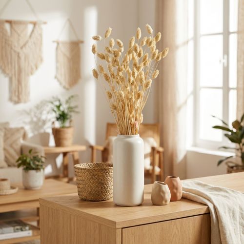 Sušený kvet Phalaris, trs ozdobnej trávy, suchá floristika, boho príroda, bielené L55cm 100g | Floristik24.sk
