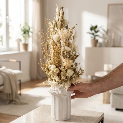 Sušené kvety biele zlato ozdobné klobúčikové kvety Phalaris 30cm 200g | Floristik24.sk