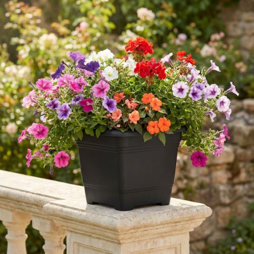 Črepník “Nora” 23cm x 23cm H18,5cm antracit 1 kus | Floristik24.sk